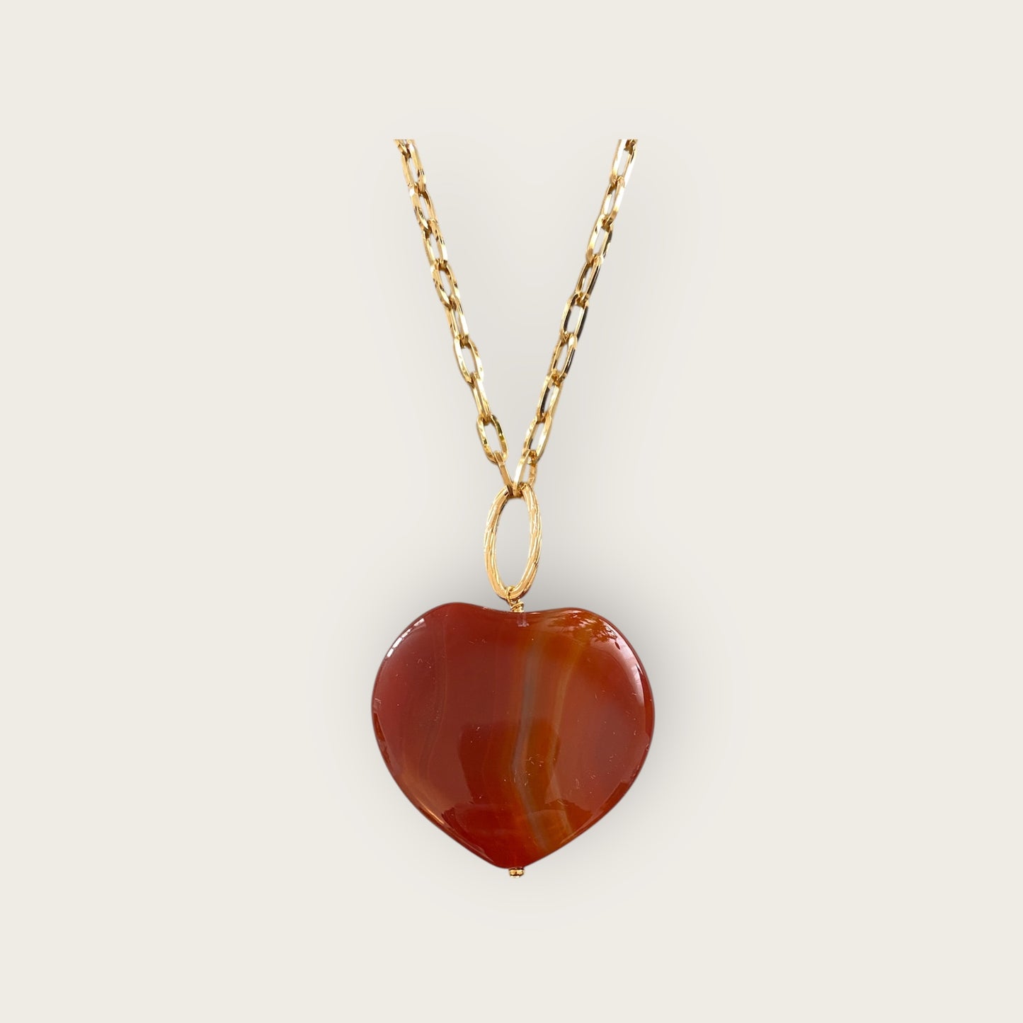 Long necklace with Heart in brown Agate