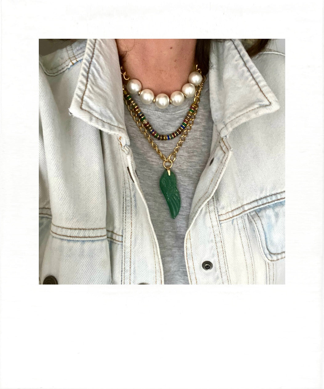 Necklace with gemstone discs and hematite
