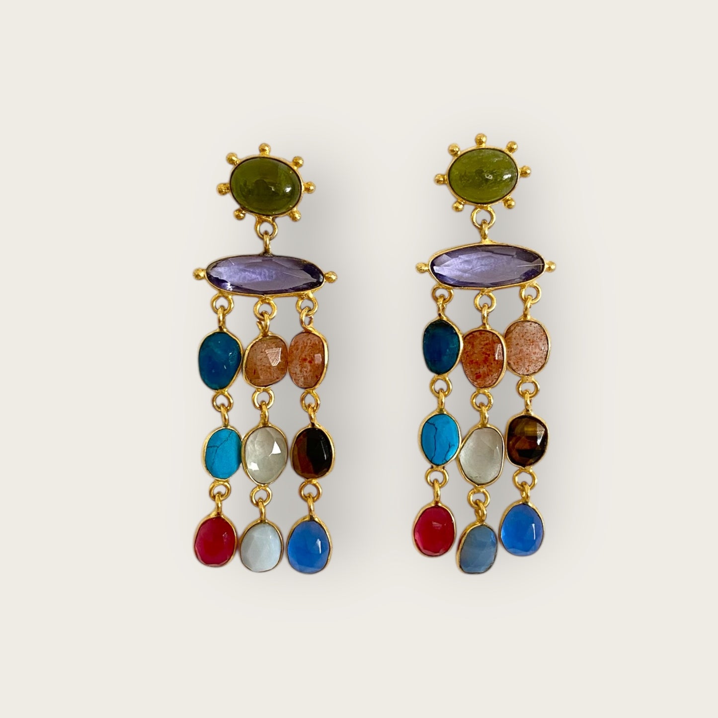 Single multi stones earring