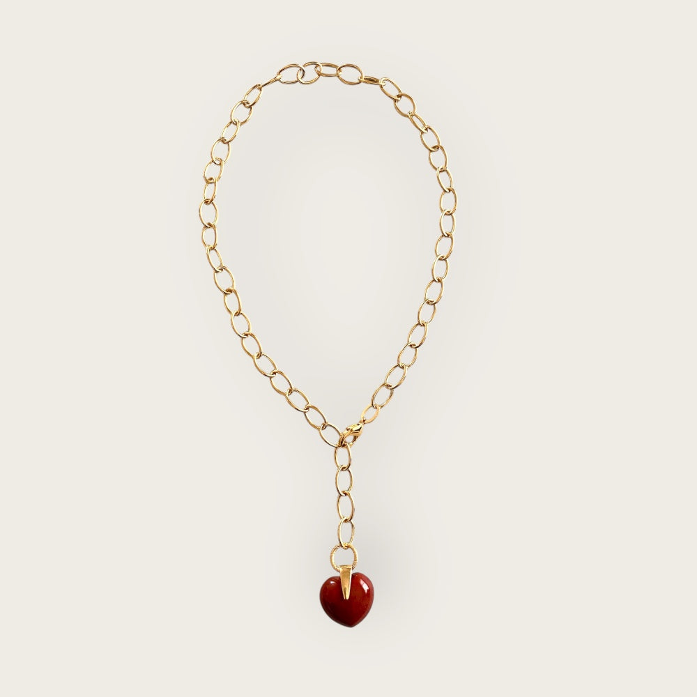 Necklace with Heart in red Jasper