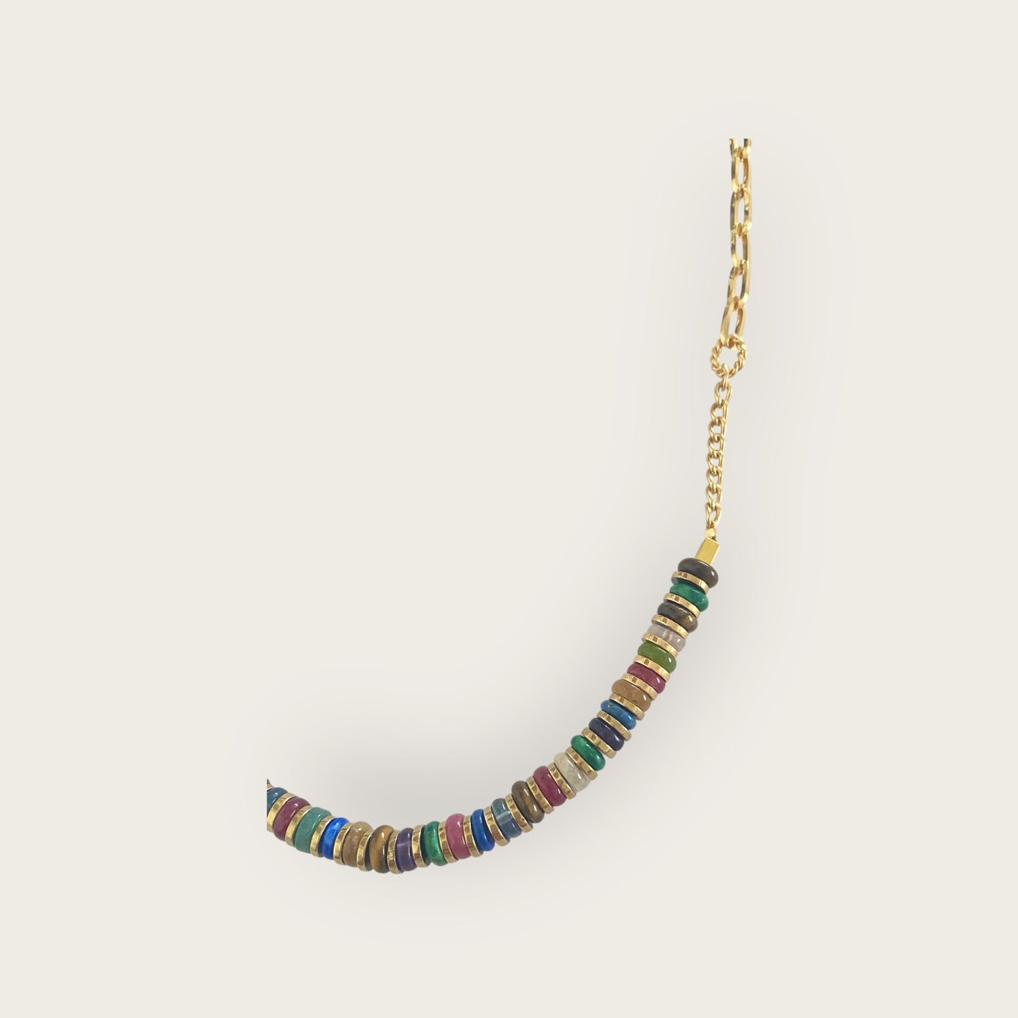Necklace with gemstone discs and hematite