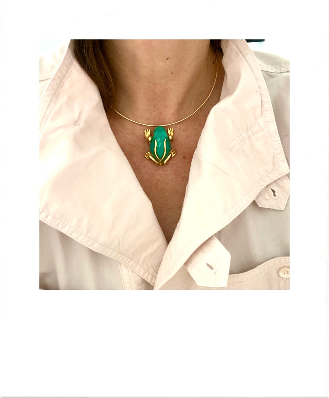 Vintage Frog pendant with choker