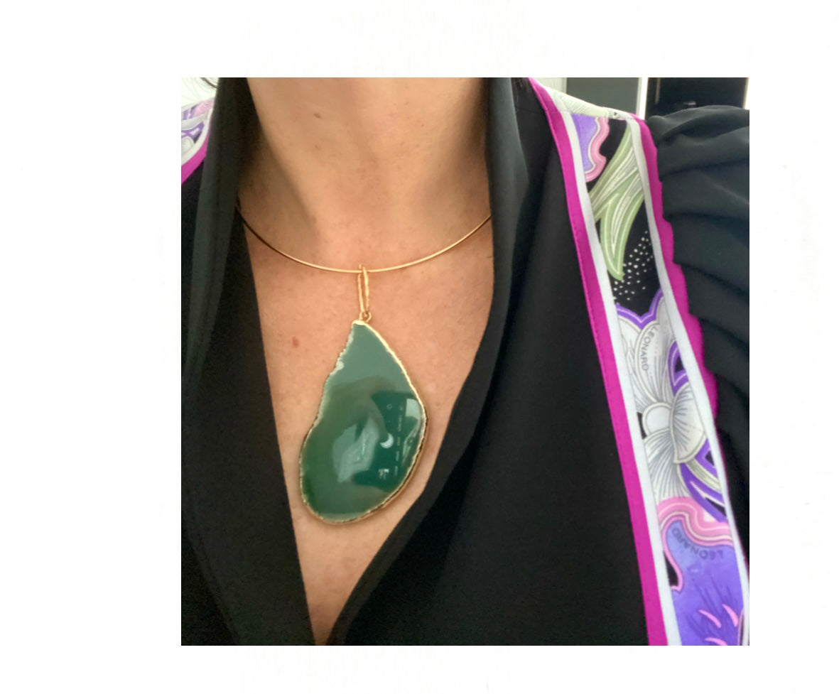 Choker with green Agate