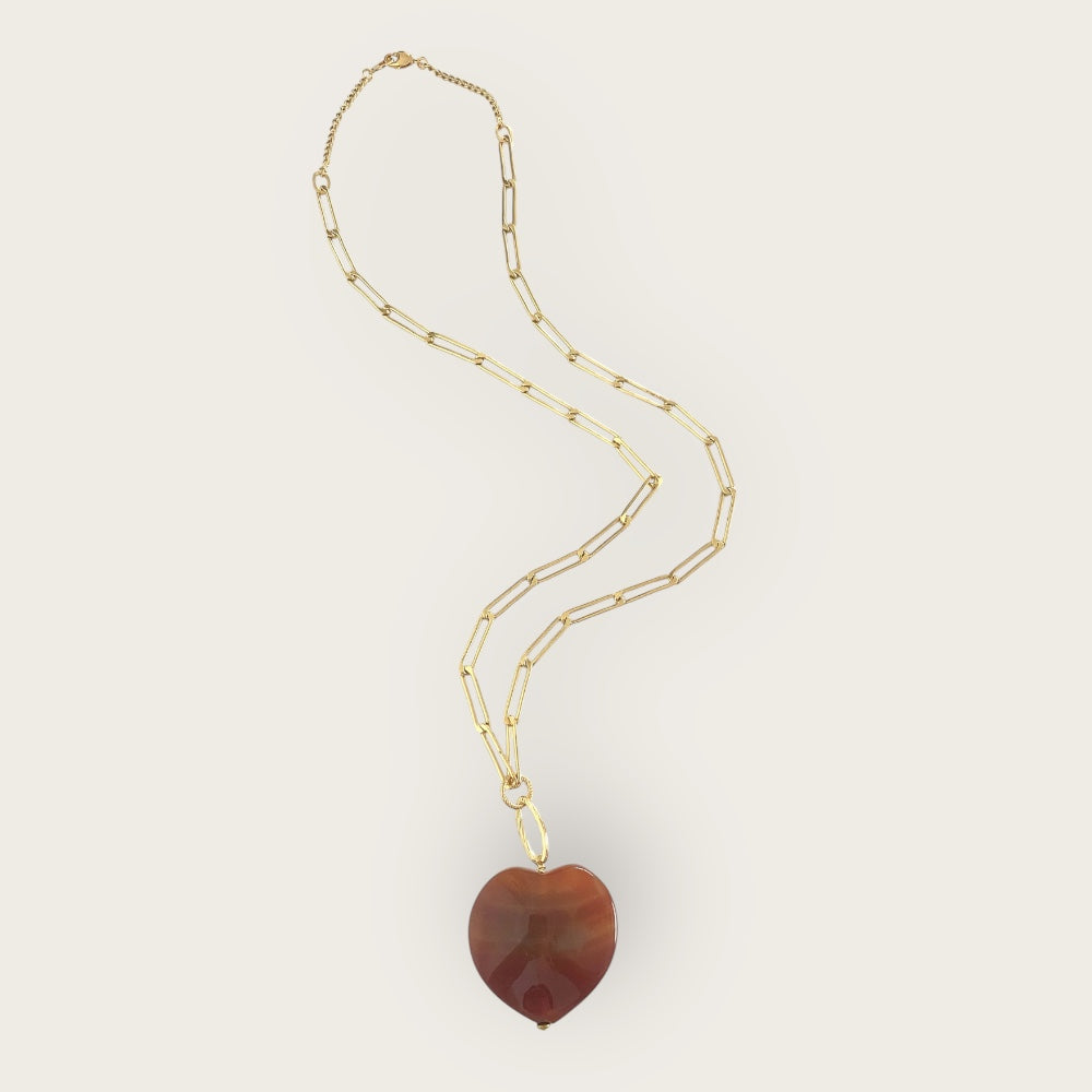 Long necklace with Agate heart