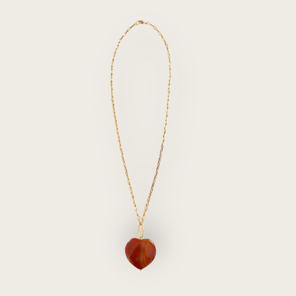 Long necklace with Heart in brown Agate