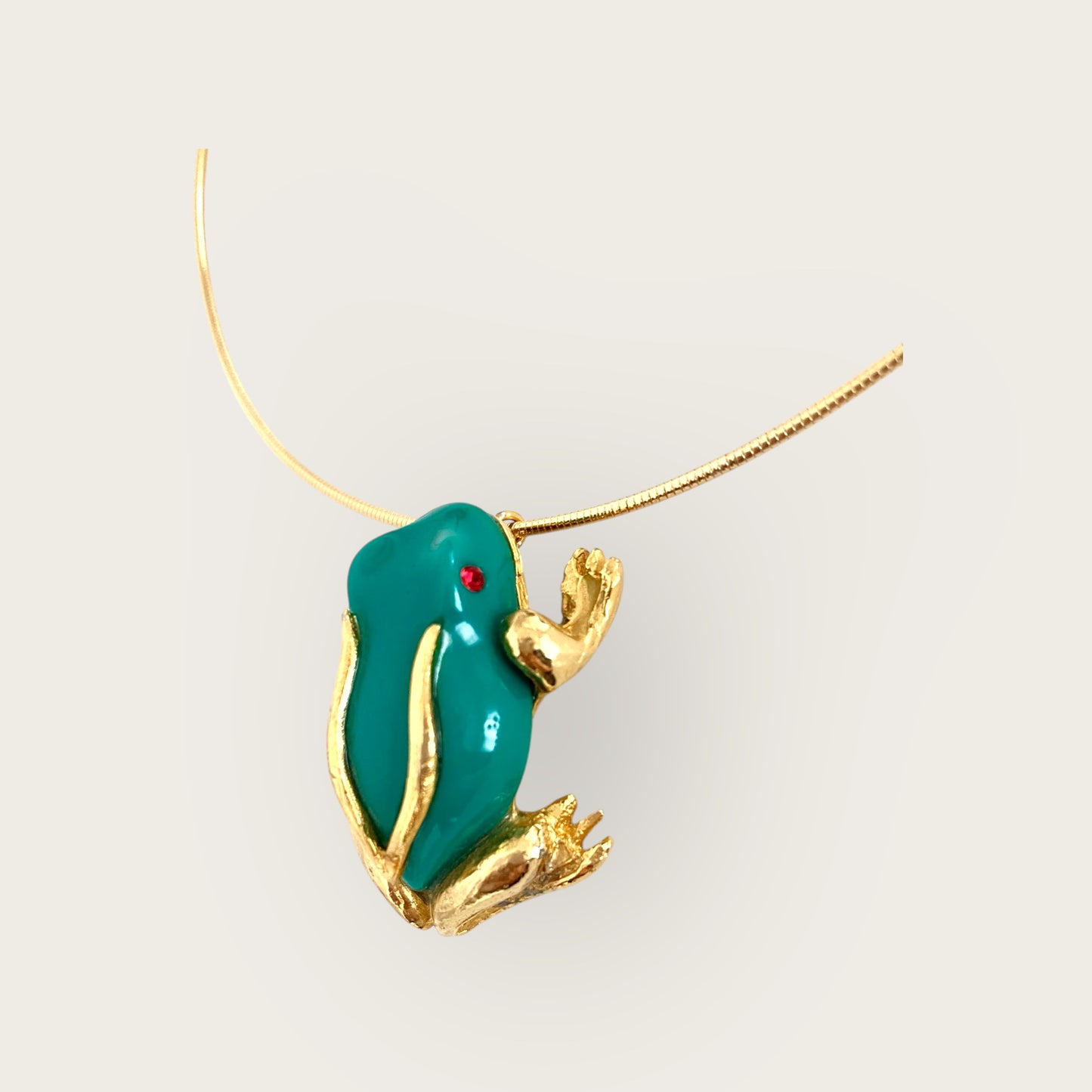 Vintage Frog pendant with choker
