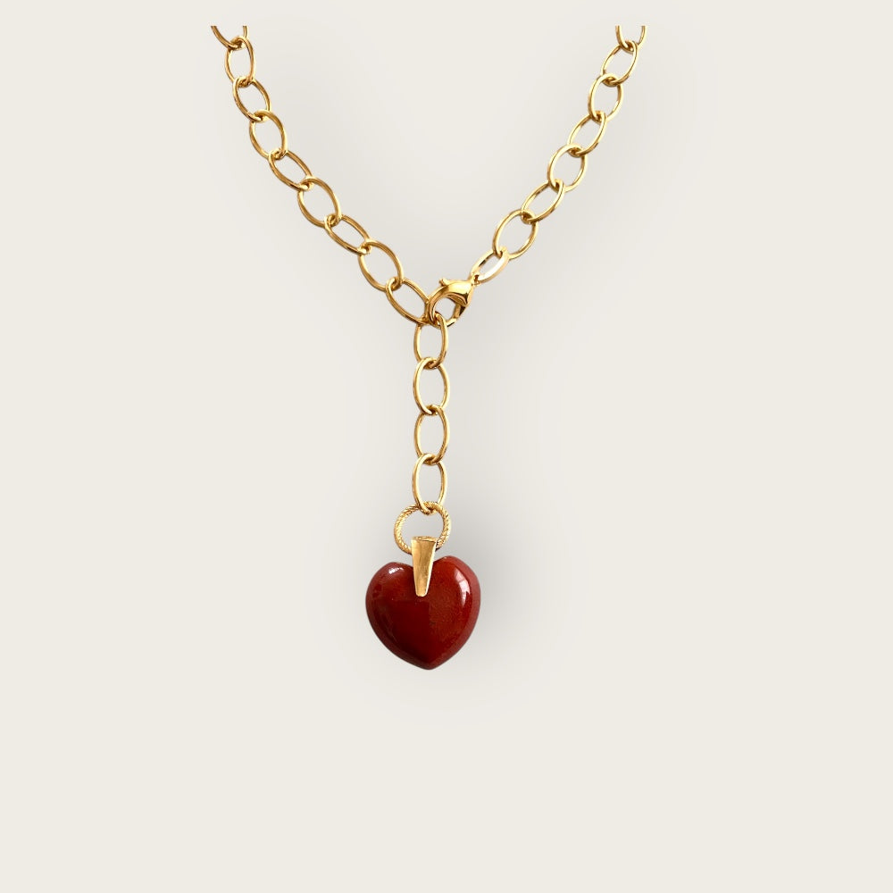 Necklace with Heart in red Jasper