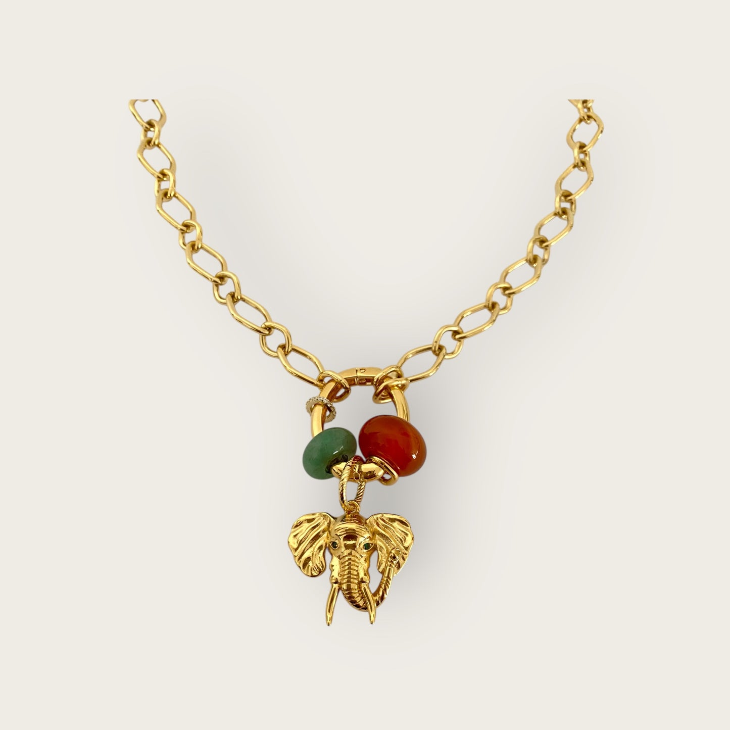 Necklace with Elephant and gemstones