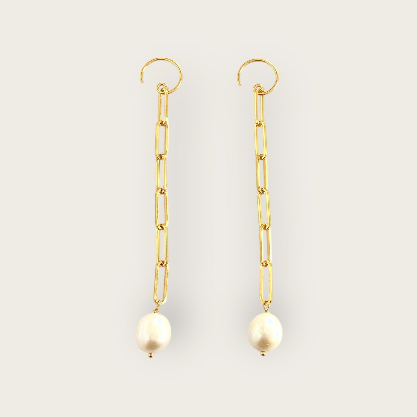 Long pearl earrings