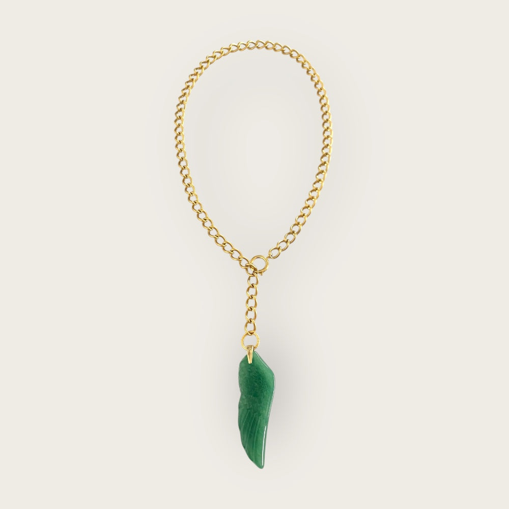 Adjustable necklace with Aventurine wing