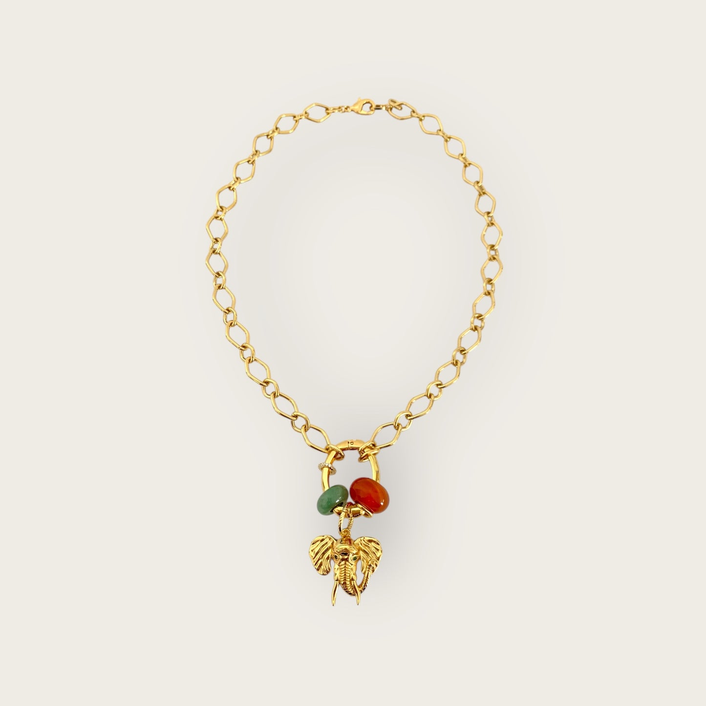 Necklace with Elephant and gemstones