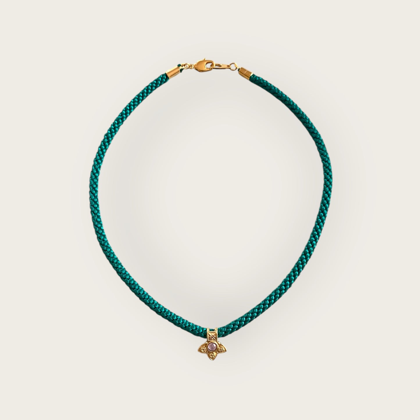 Silk braided cord with pendant