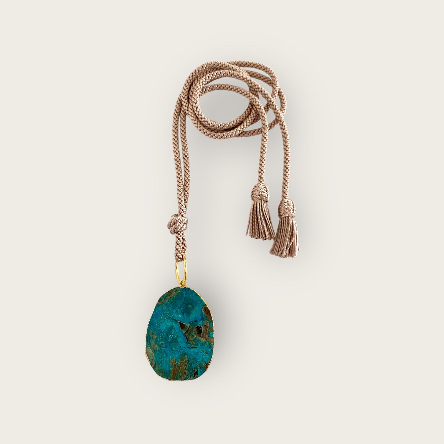 Botswana turquoise pendant on silk cord