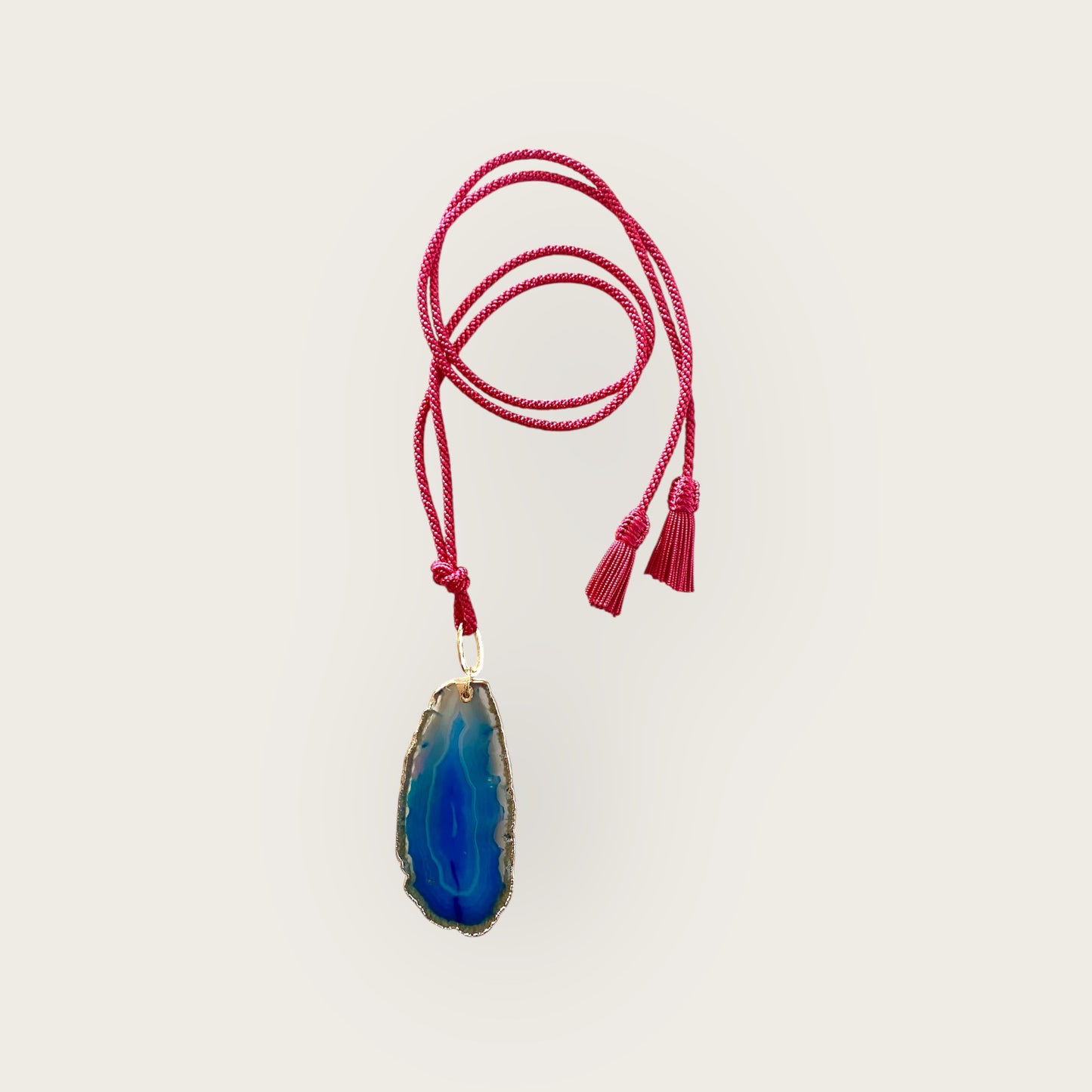 Agate on silk cord with tassels