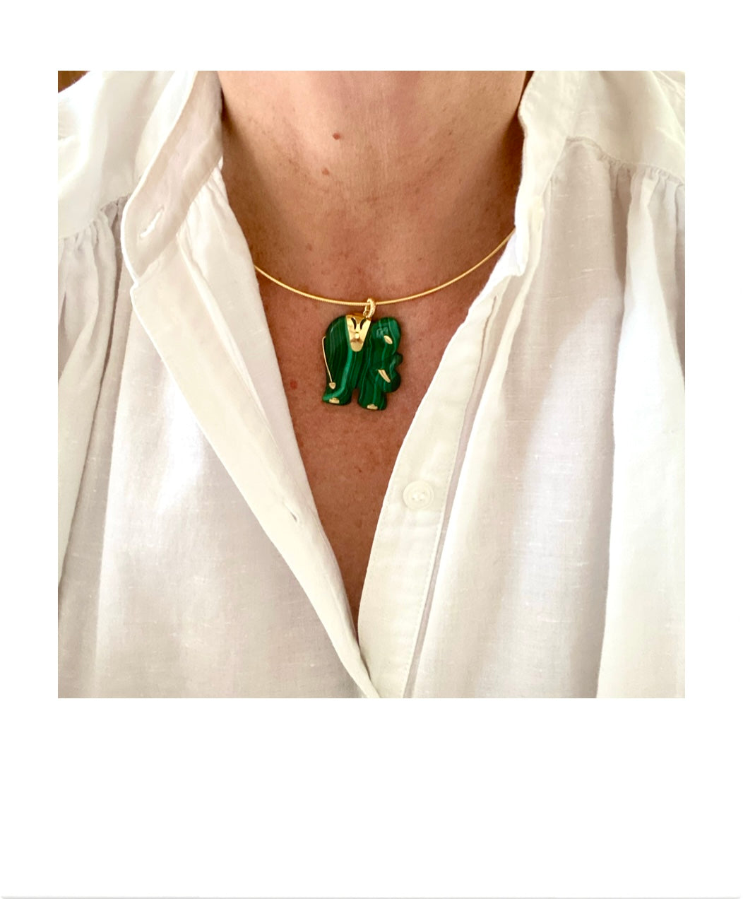 Choker with Vintage malachite Elephant