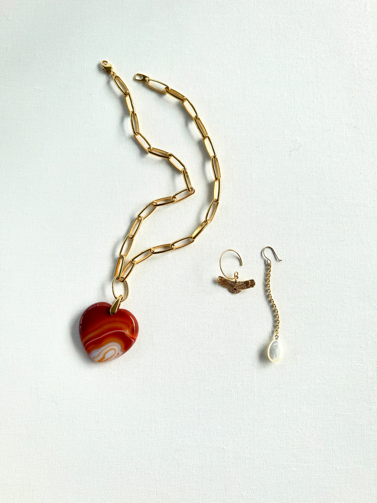 Earrings with eagle and mother of pearl