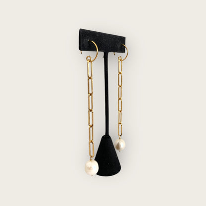 Long pearl earrings