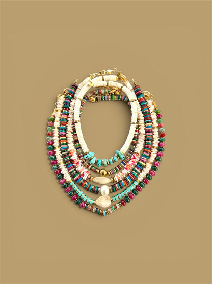 Ras du cou necklace with shell and turquoise