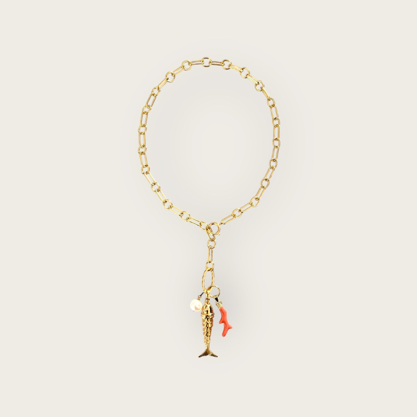 Necklace with fish and coral