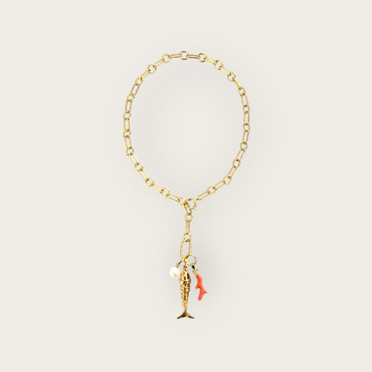 Necklace with fish and coral