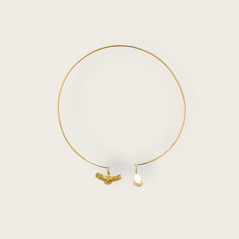 Choker with eagle and baroque pearl