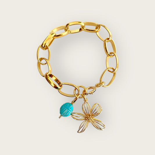 Bracelet with flower and scarabee