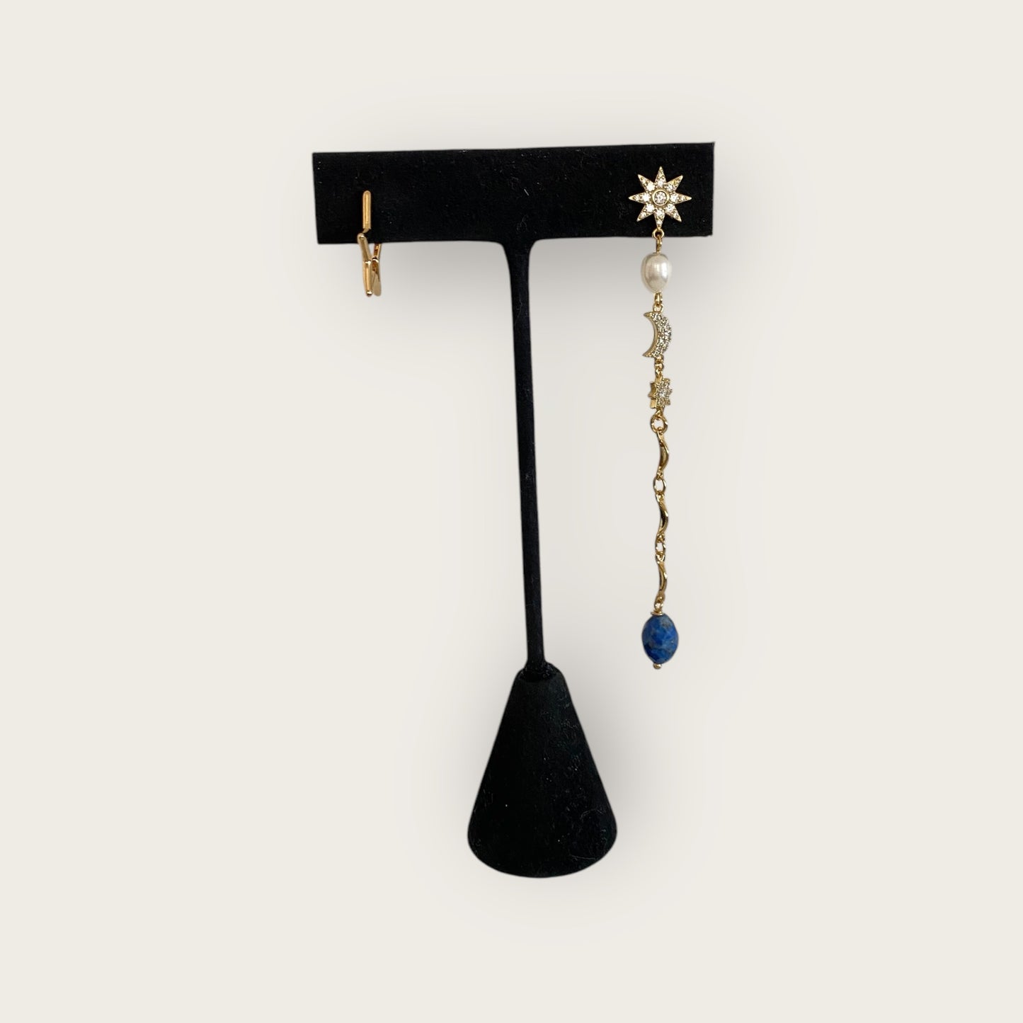 Earring with moon and star