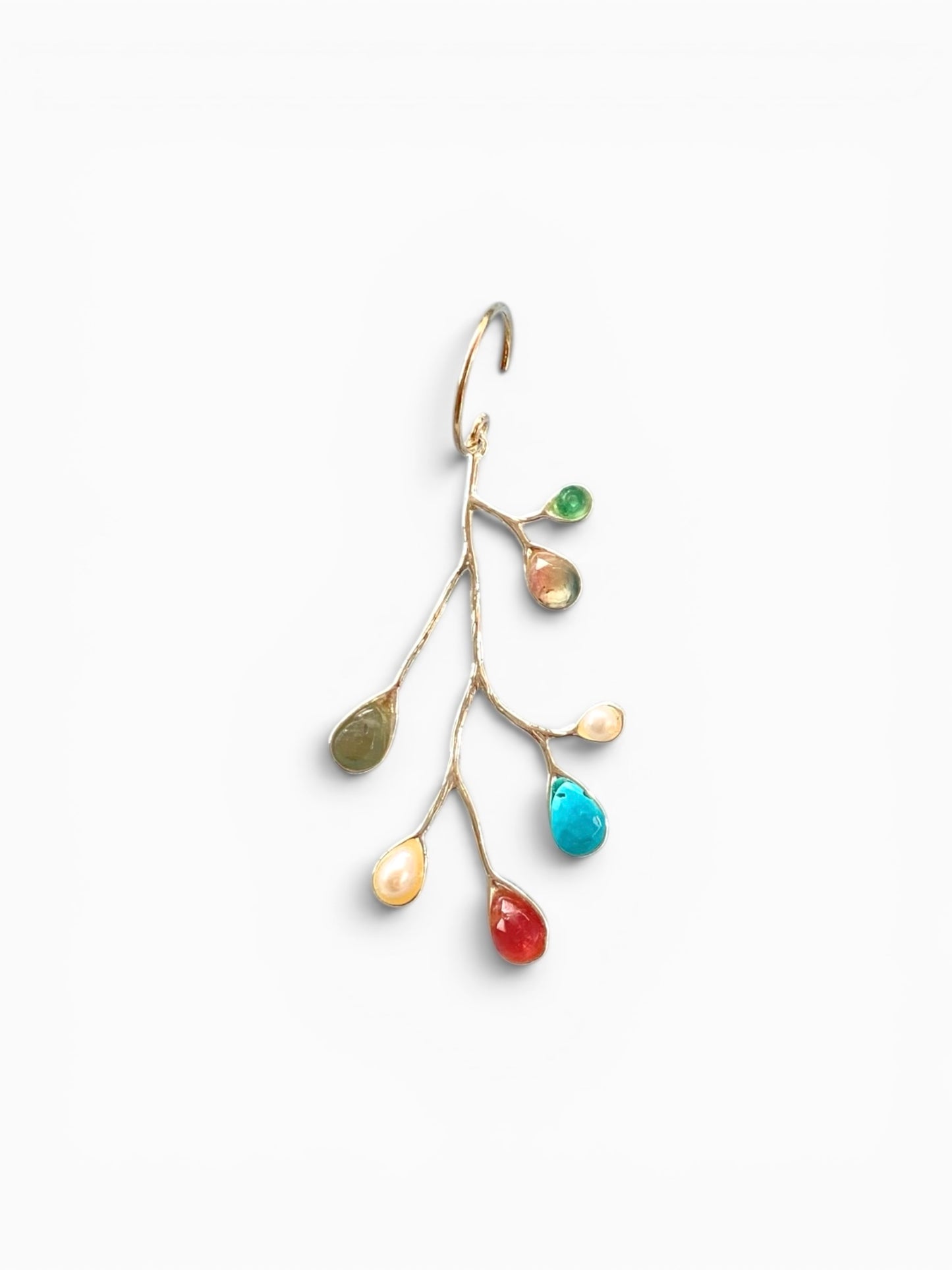 Single earring with gemstones