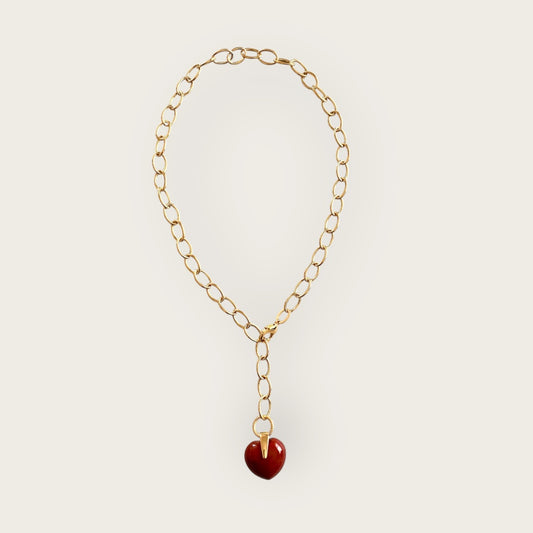 Necklace with Heart in red Jasper