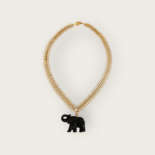 Onyx elephant necklace