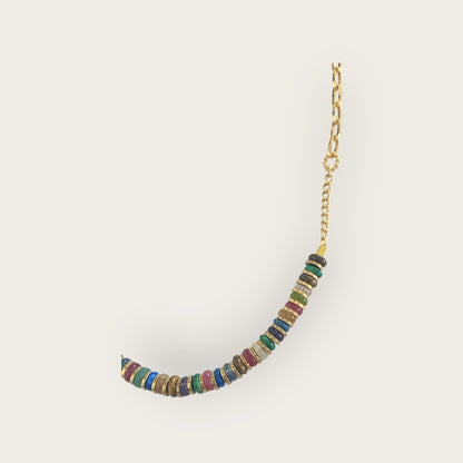 Necklace with gemstone discs and hematite