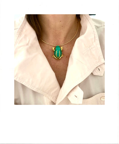 Vintage Frog pendant with choker