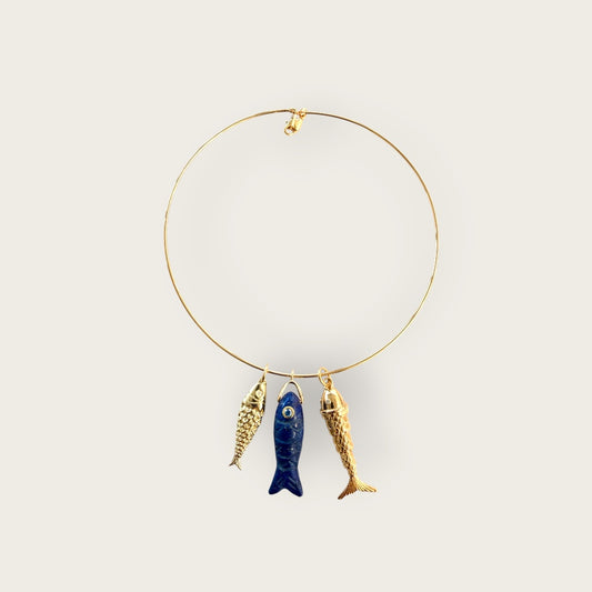 Ras du cou necklace with fish pendants