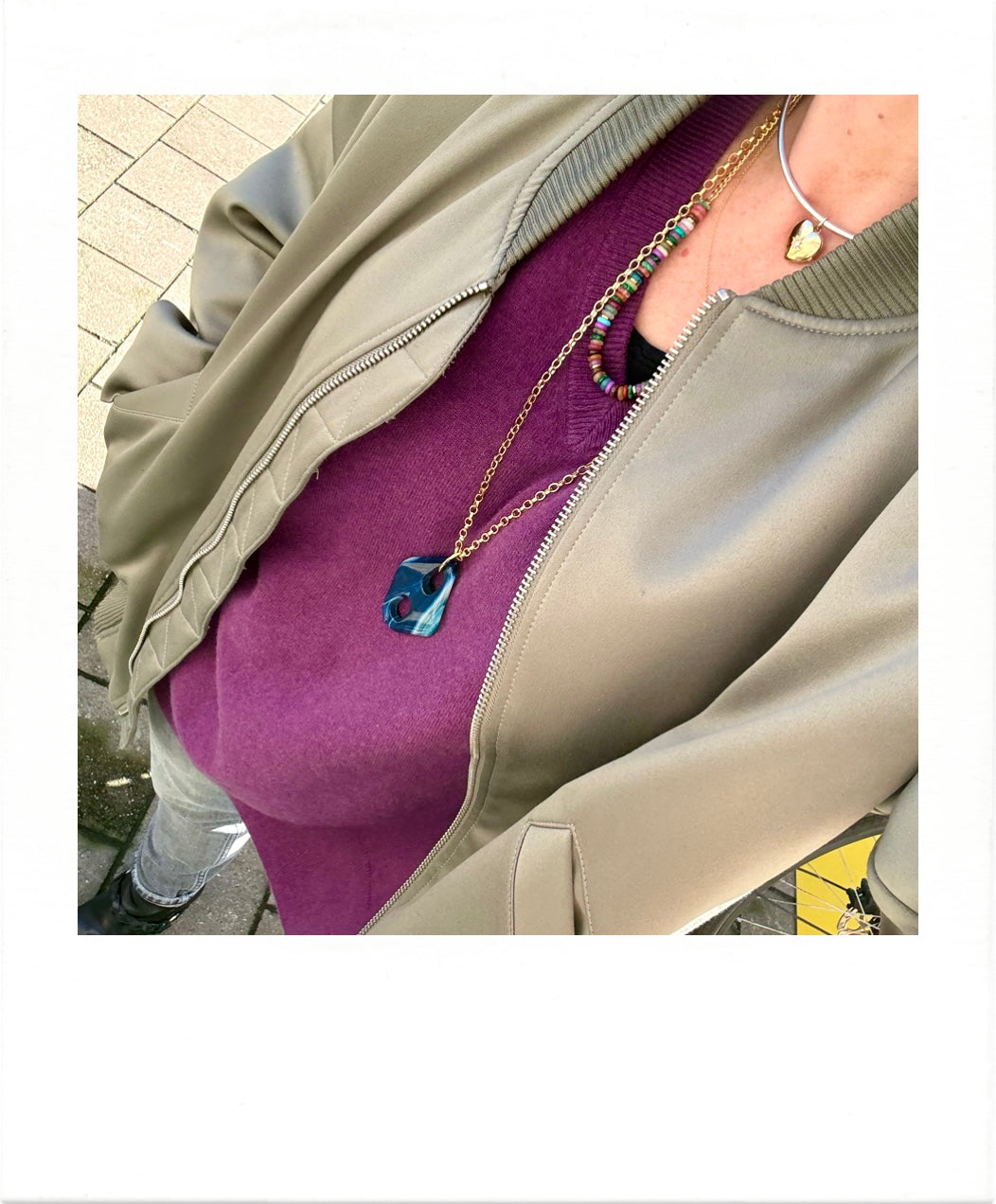 Long natural blue Agate necklace