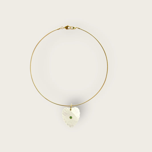 Ras du necklace with carved heart in crystal