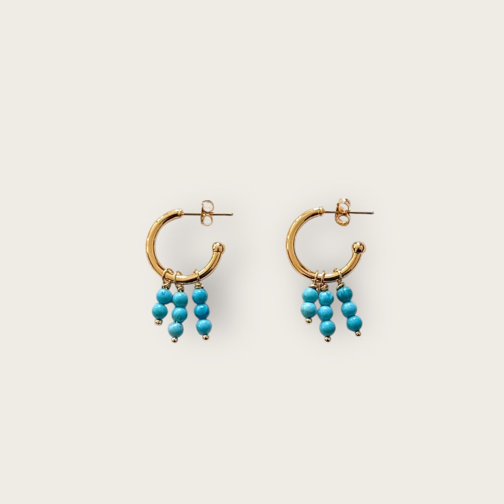 Small hoops with turquoise pearls