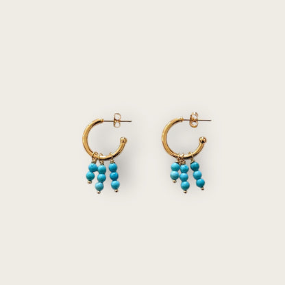Small hoops with turquoise pearls