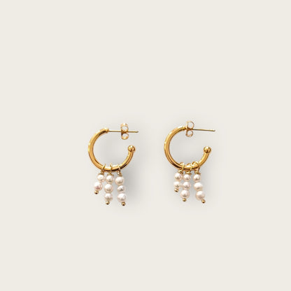 Small hoops with fresh water pearls