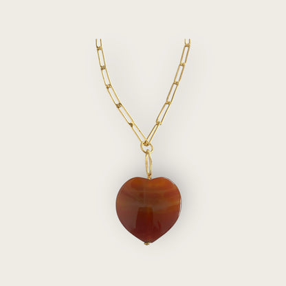 Long necklace with Agate heart