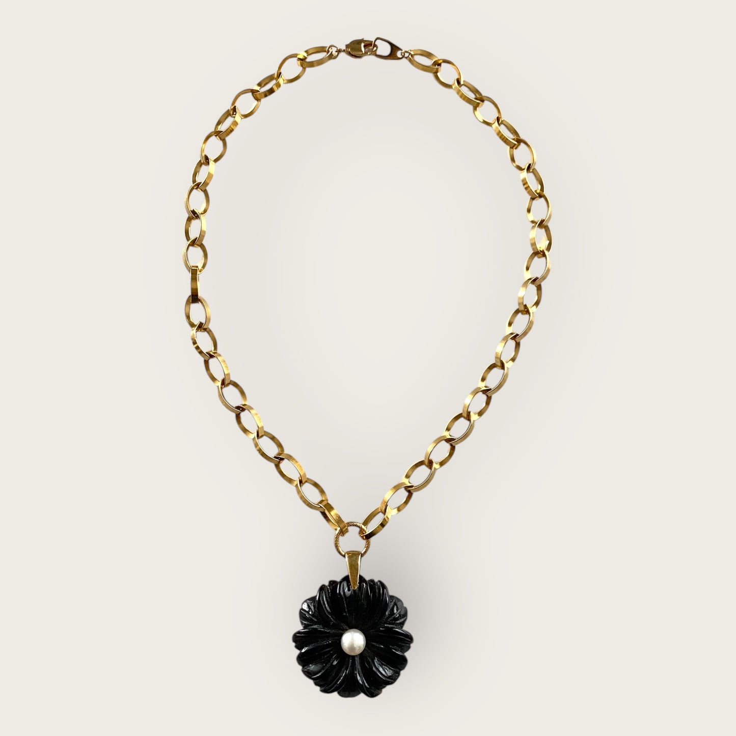 Onyx flower necklace