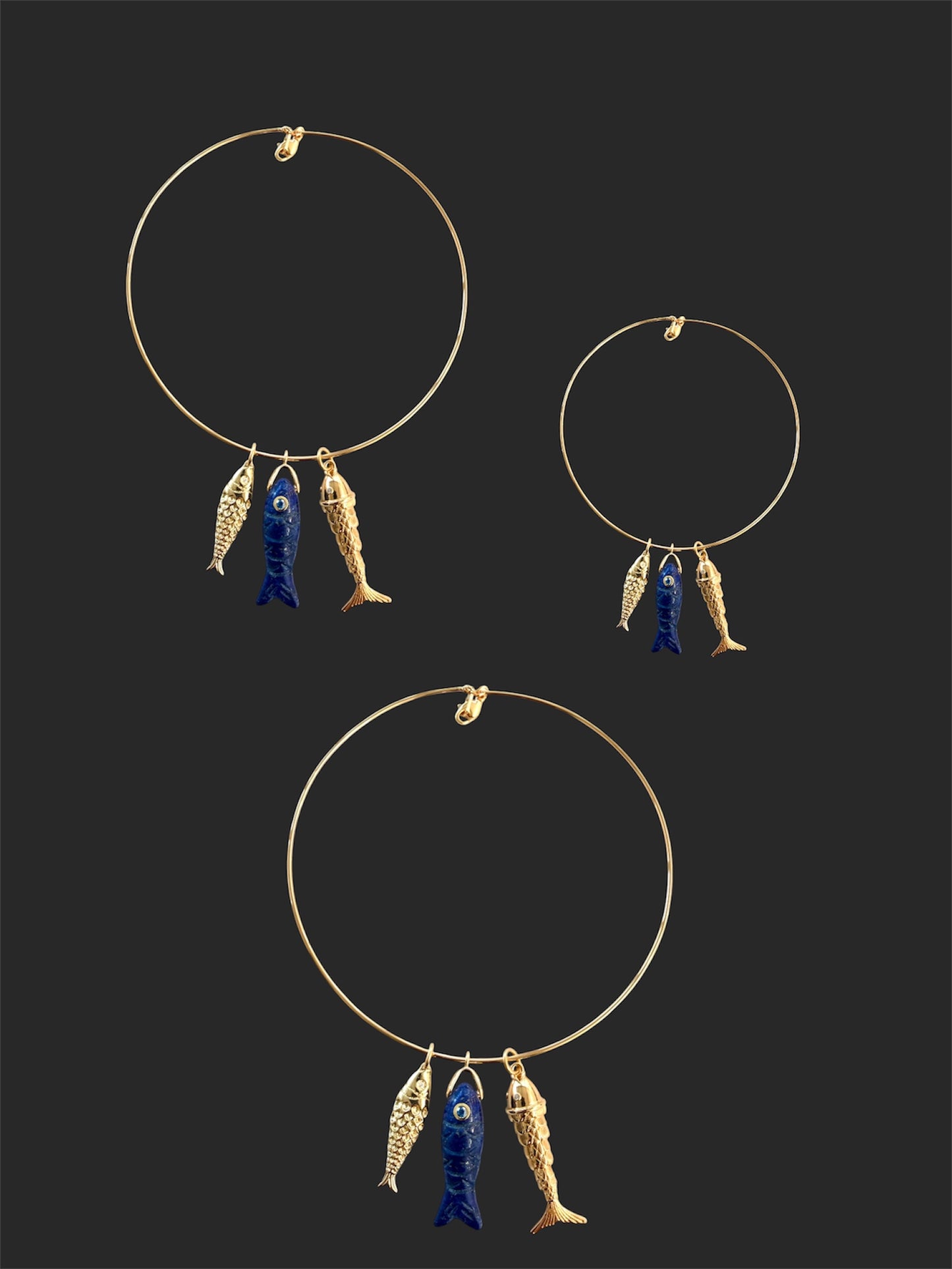 Ras du cou necklace with fish pendants