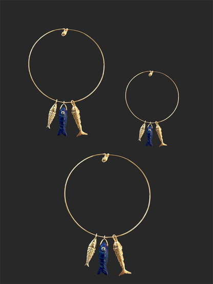 Ras du cou necklace with fish pendants