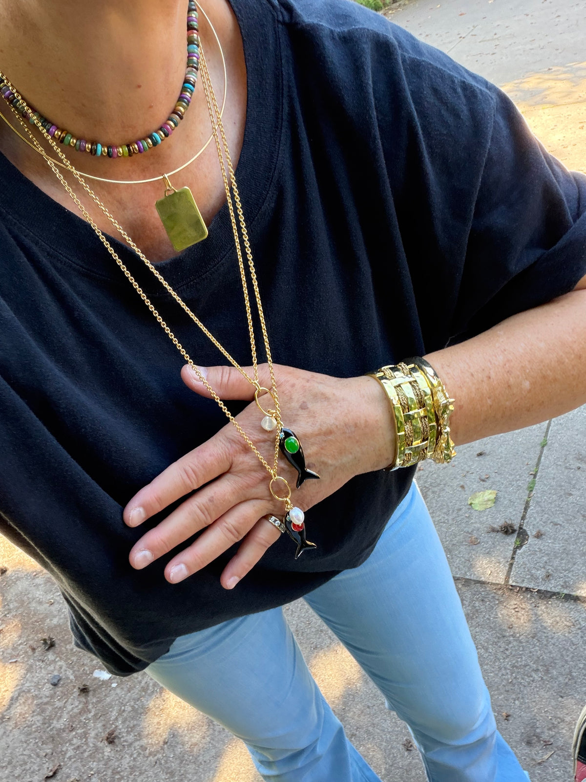Necklace with enamel fish