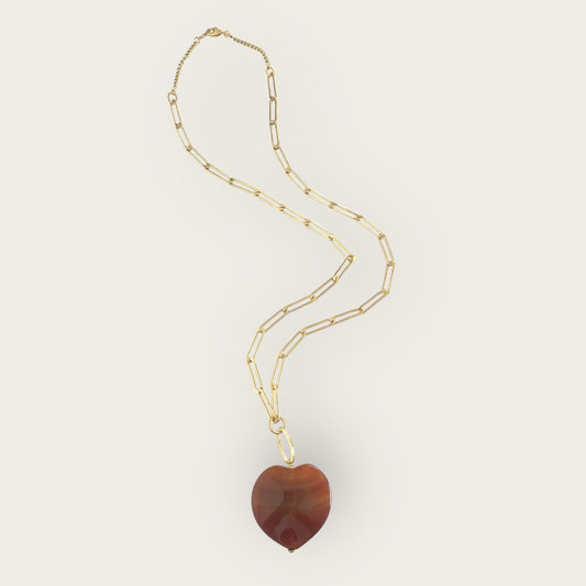 Long necklace with Agate heart