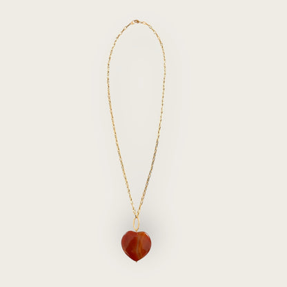 Long necklace with Heart in brown Agate