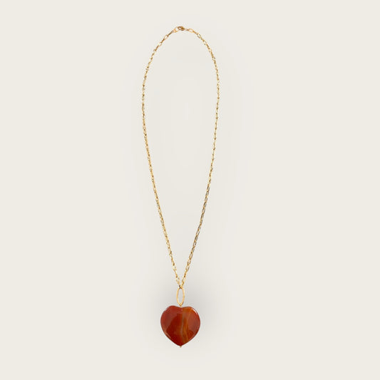 Long necklace with Heart in brown Agate