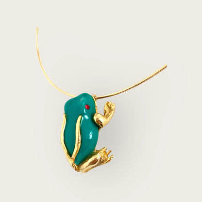 Vintage Frog pendant with choker