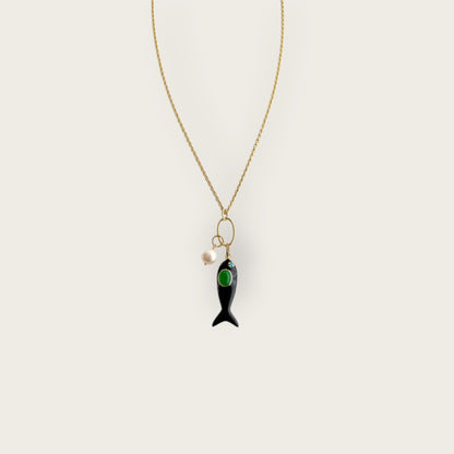 Necklace with enamel fish