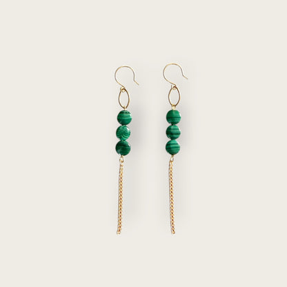 Earrings with malachite