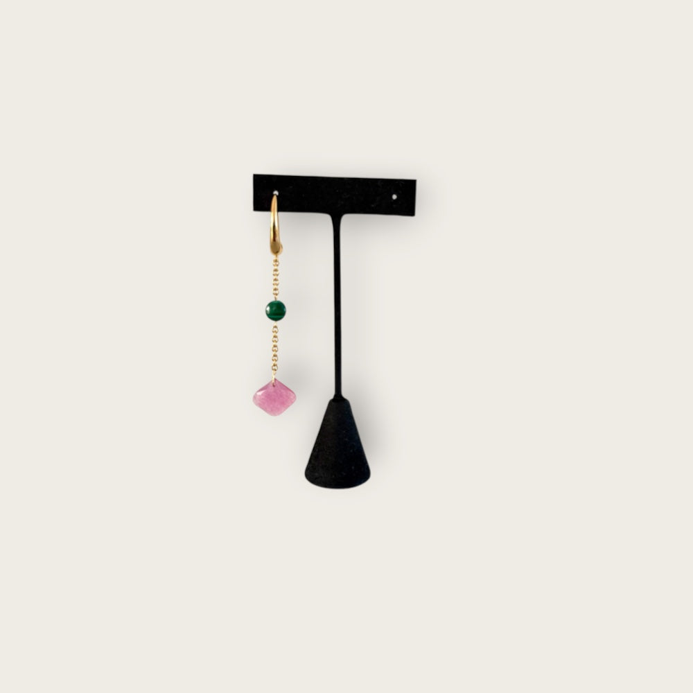 One piece earring with gemstones